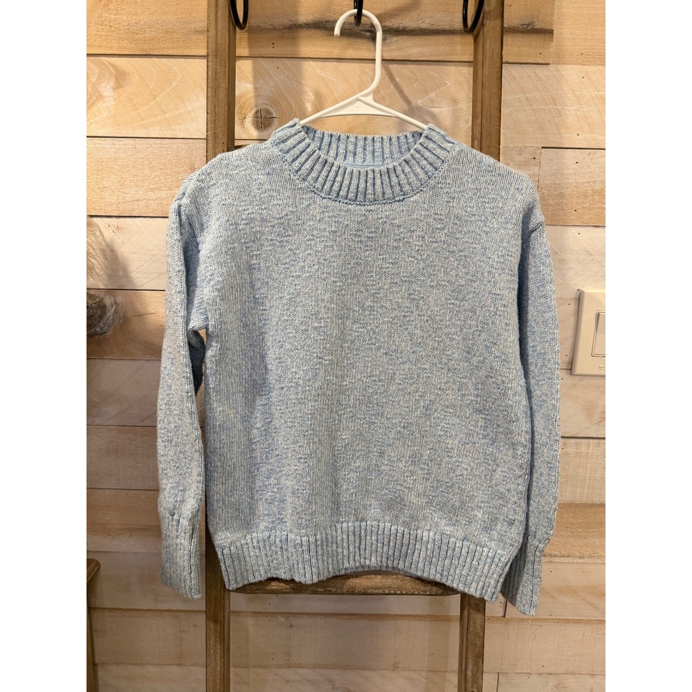 LL Bean Womens Small Light Blue Marled Knit Crewneck Pullover Sweater Regular